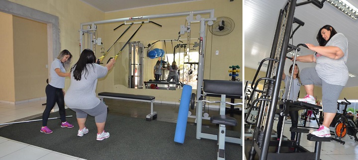 Mara nos equipamentos de muscula&ccedil;&atilde;o &ndash; Foto: Glaucia Piovesan/Jornal da Nova